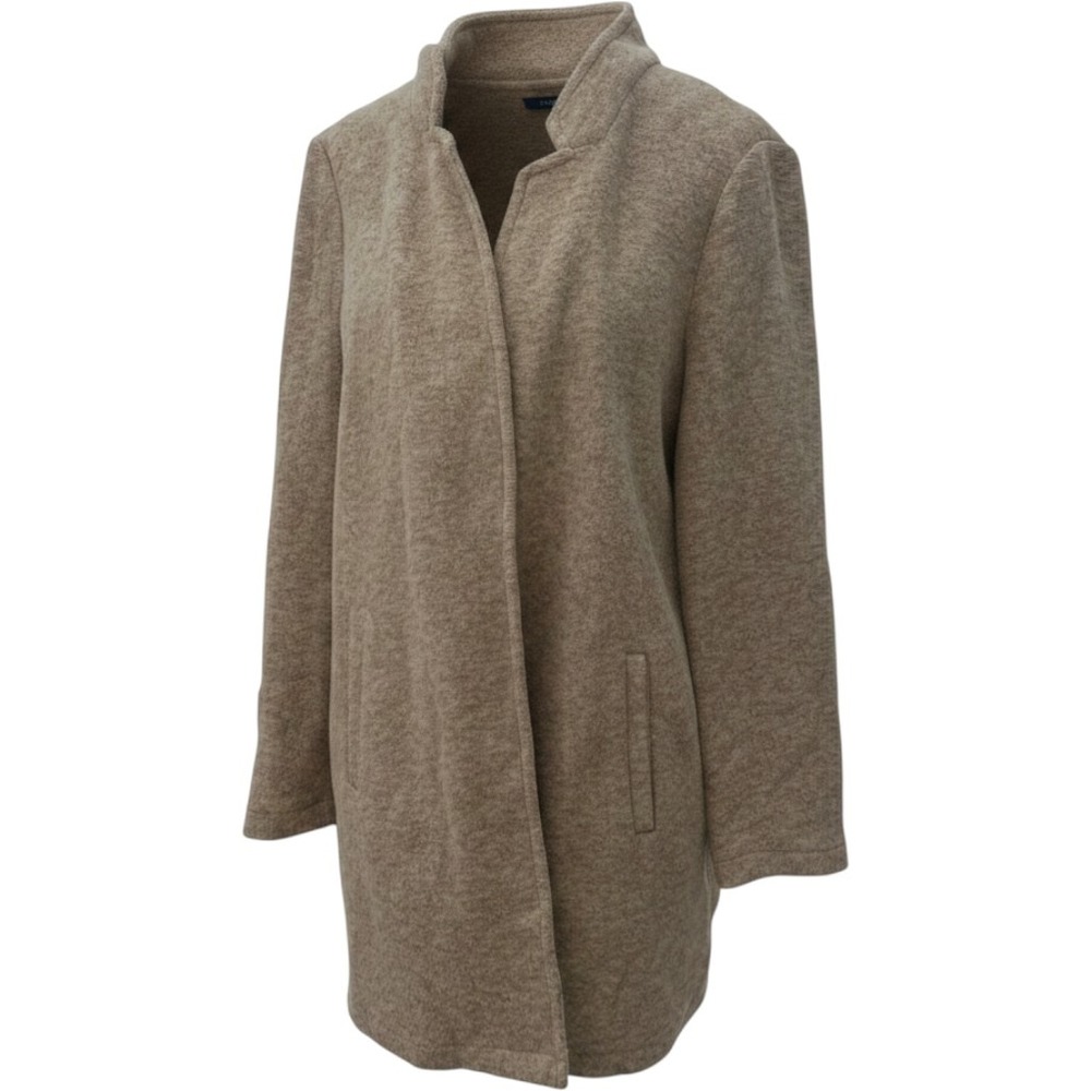 Vero Moda Tan Heathered Open Front Coatigan Jacket Stand Collar XL